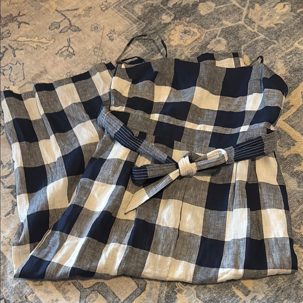 J. Crew navy blue and White Checkered Maxi Dress